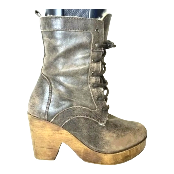 Freebird by Steven 'FIONA' Brown Fur Lined Lace Up Platform Ankle Booties Size 7 - Picture 2 of 8